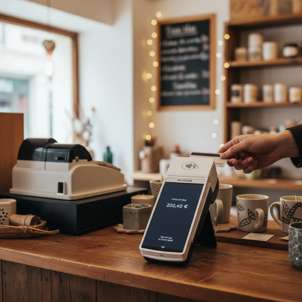 Castles S1F2 payment terminal in use